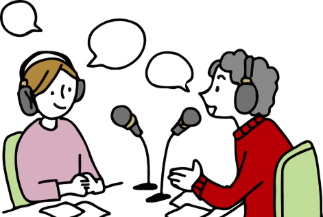 ラジオ対談している人のイラスト